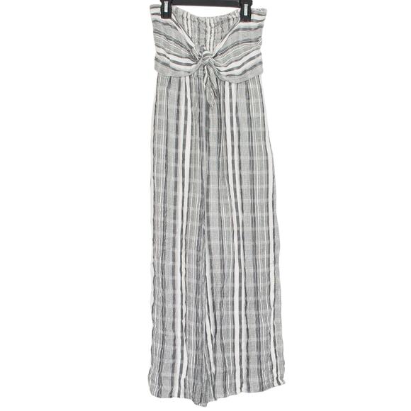 L Space Jumpsuit Riri Strapless Minimalist Coastal Old Money Stripe Gray Small - Picture 1 of 6